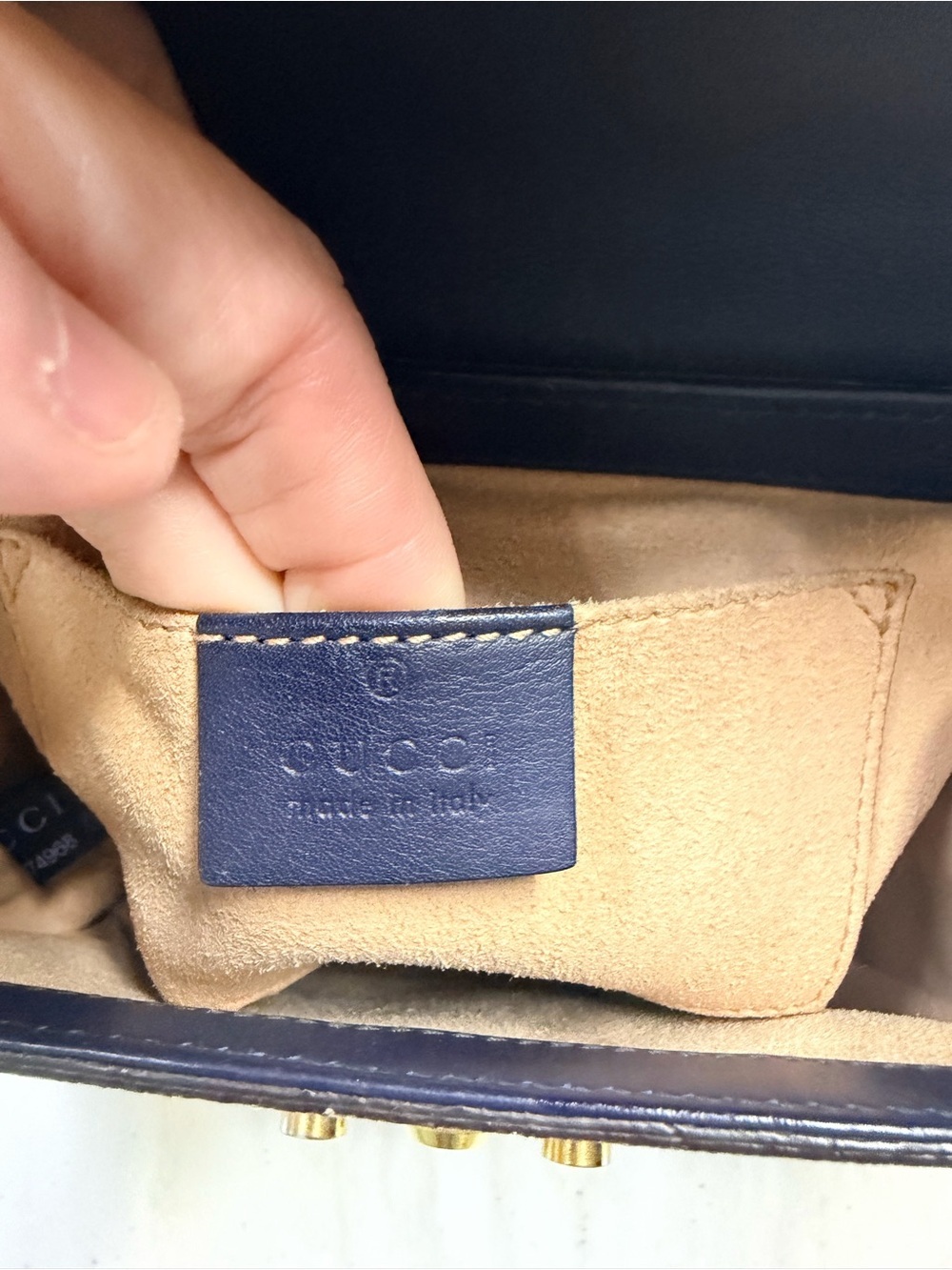 Gucci Blue Leather & GG Canvas Padlock Chain Shoulder Bag - Picture 12 of 12